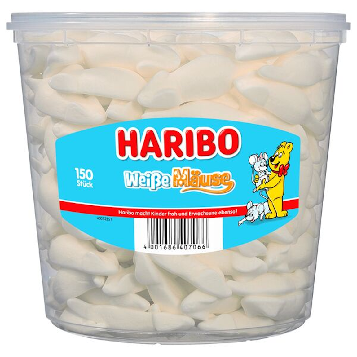 Haribo Weisse Mäuse 150 Stück (1050 g.)