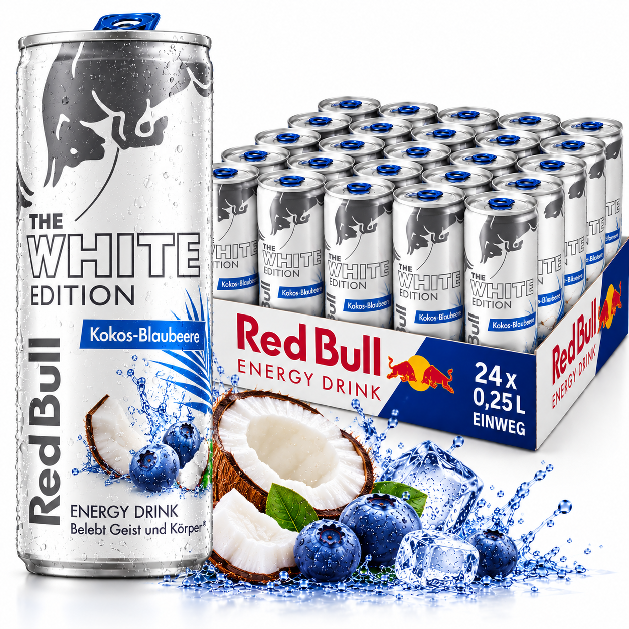 Red Bull White Edition Kokos Blaubeere  (24/0,25 Ltr. Dose EINWEG)