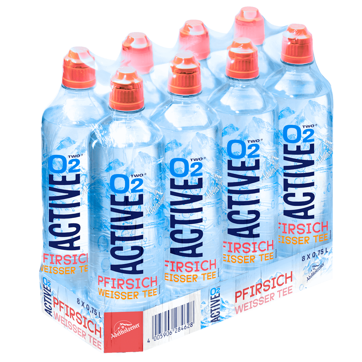 Adelholzener Active O2 Pfirsich weißer Tee (8/0,75 Ltr. PET EINWEG)