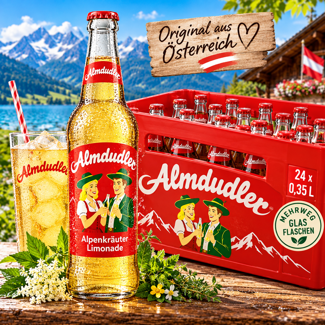 Almdudler Limo (24/0,35 Ltr. Glas MEHRWEG)