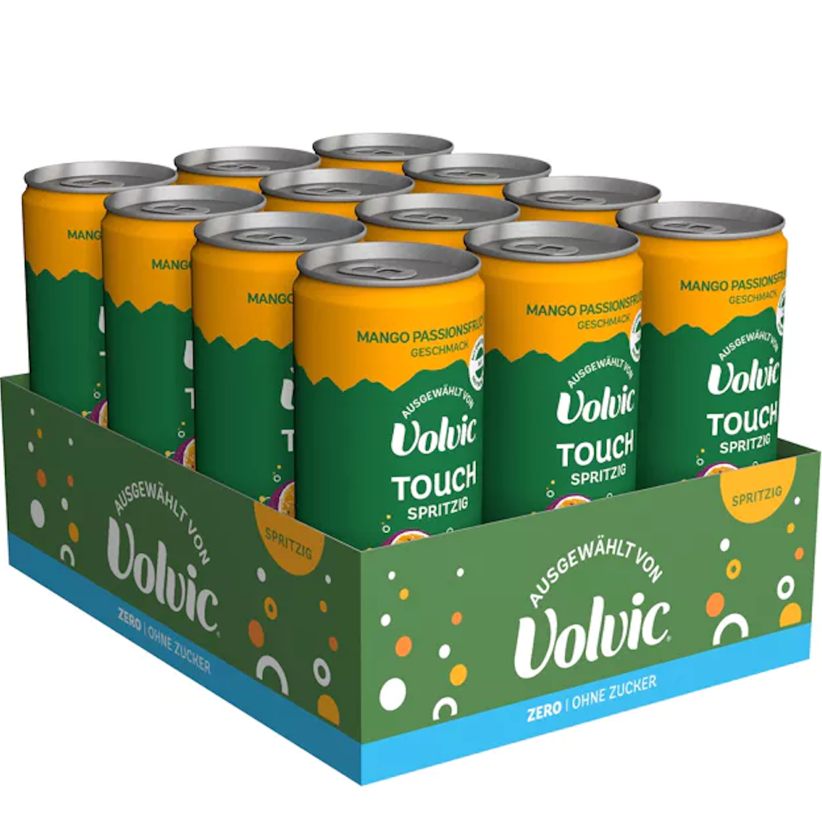 Volvic Touch Spritzig Mango-Passionsfrucht Zero  (12/0,33 Ltr. Dose EINWEG)