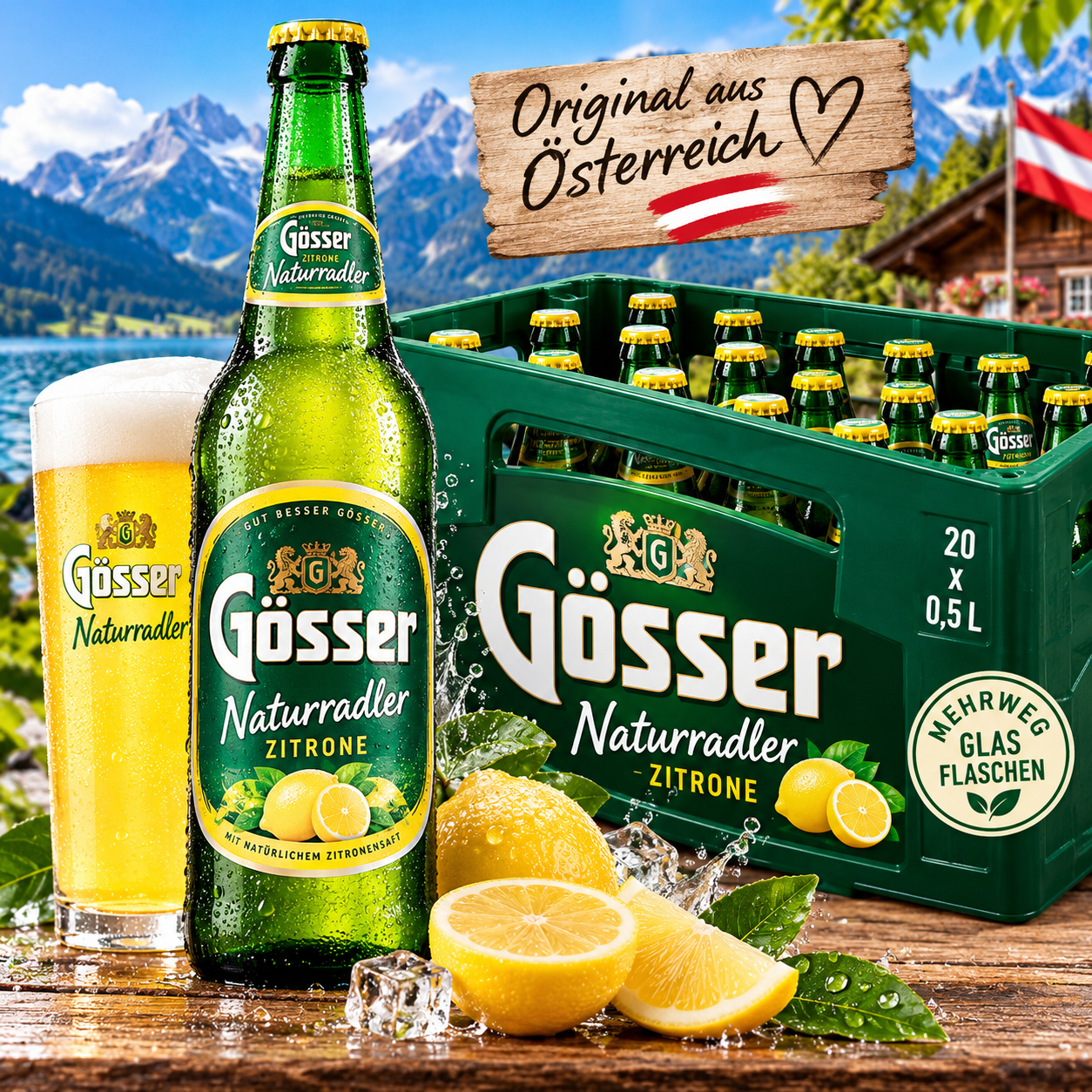 Gösser Naturradler Zitrone (20/0,5 Ltr. Glas MEHRWEG)